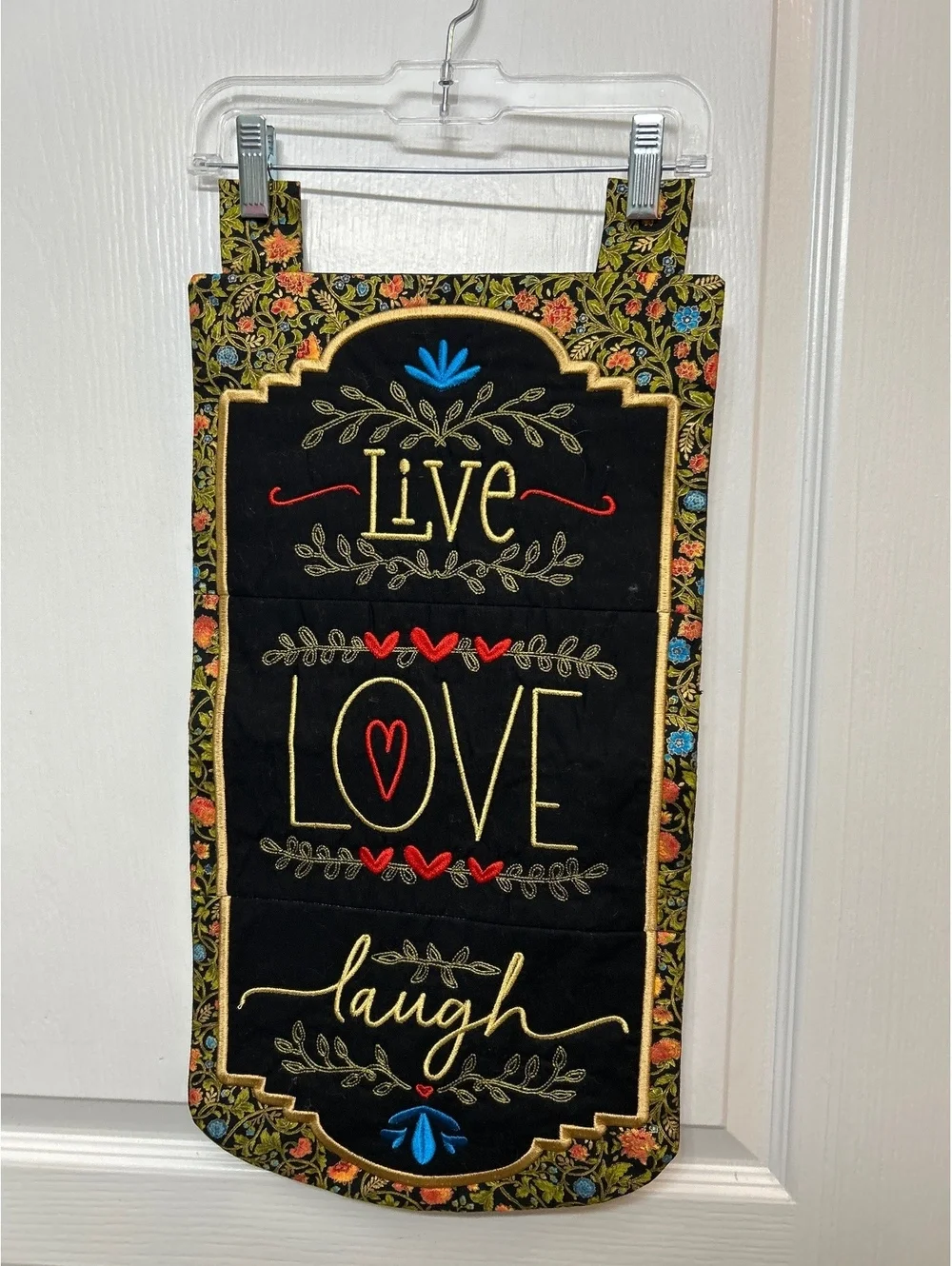 Decorative Wall Hanging with Live Love Laugh Embroidery